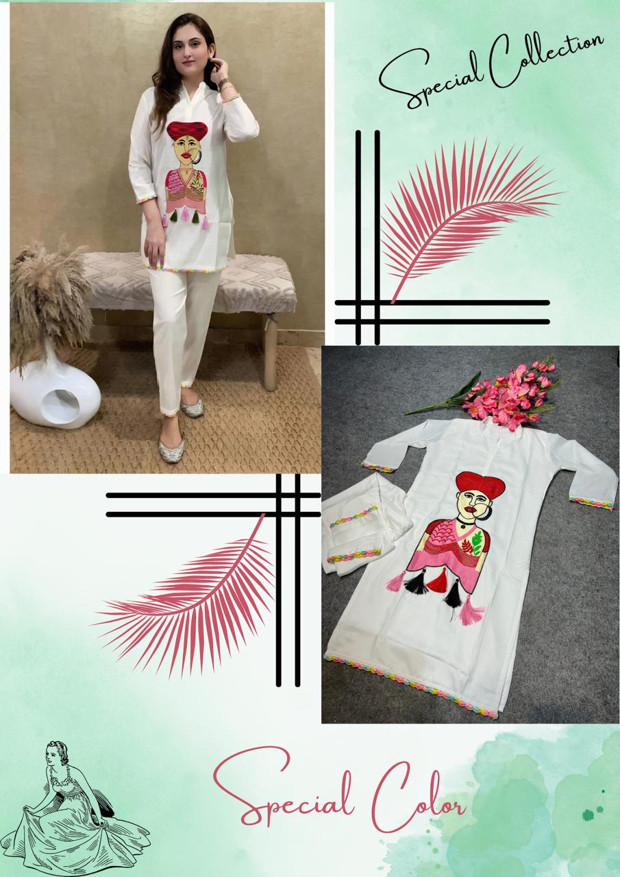 DC G29 Muslin Embroidery Chain Work Designer Kurti With Bottom Wholesale Shop In Surat